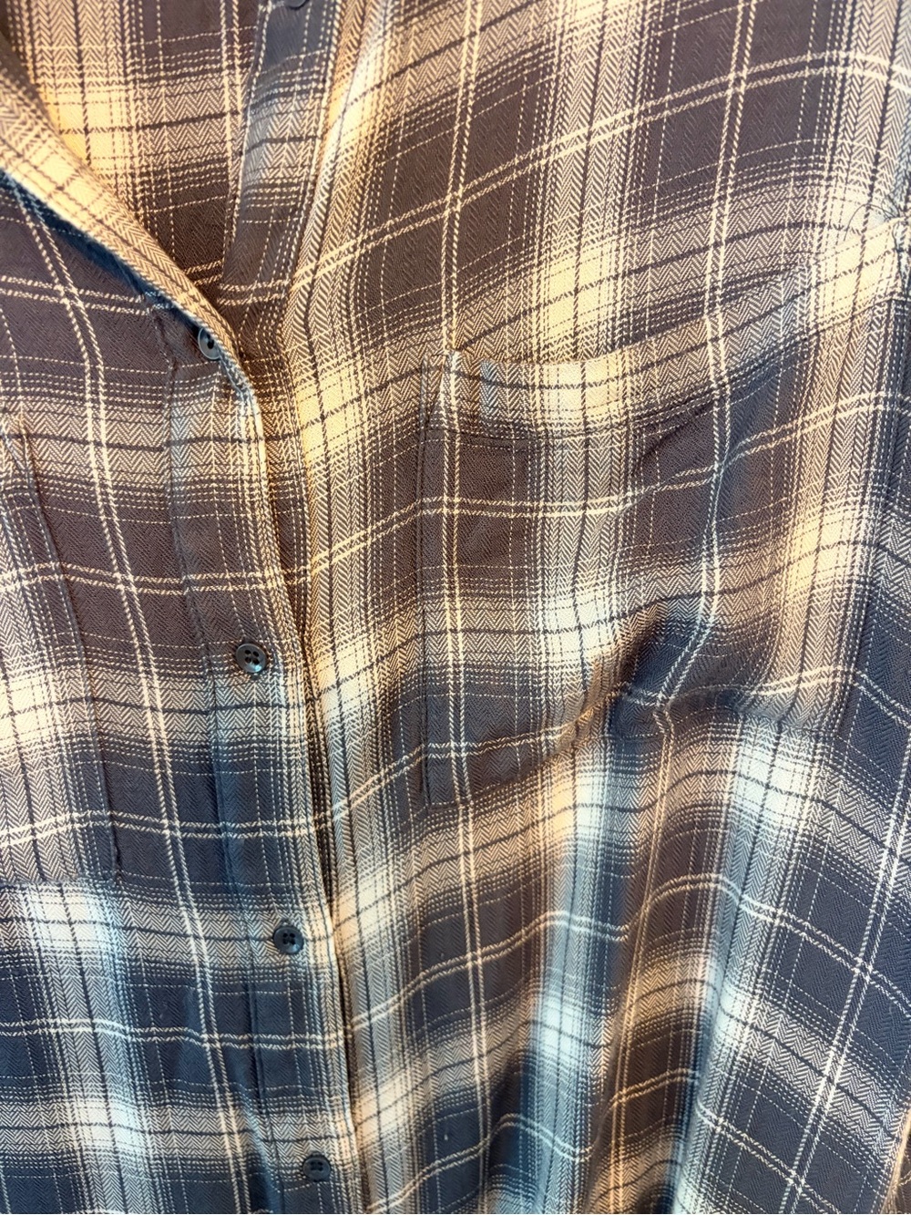 Gentle Fawn Grey Plaid High Low Shirt Dress Tunic - Picture 3 of 6